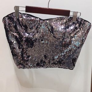 Lucy Paris Jeanne Sequin Bustier Top